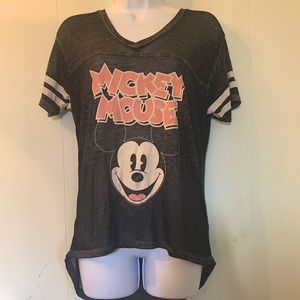 Disney "Mickey Mouse" Graphic V-neck High-low Girls'Juniors T-shirt size M